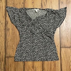 WHBM Cheetah Blouse Size M